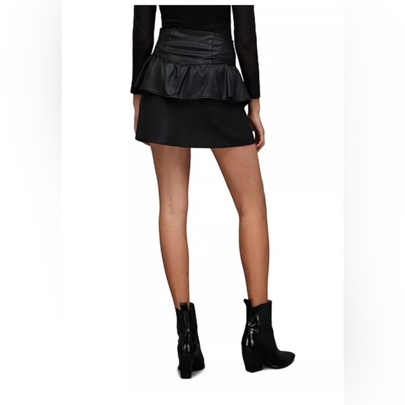 NWT ALL SAINTS Black Andy Coated Denim Skirt Size US 6 - Picture 4 of 16